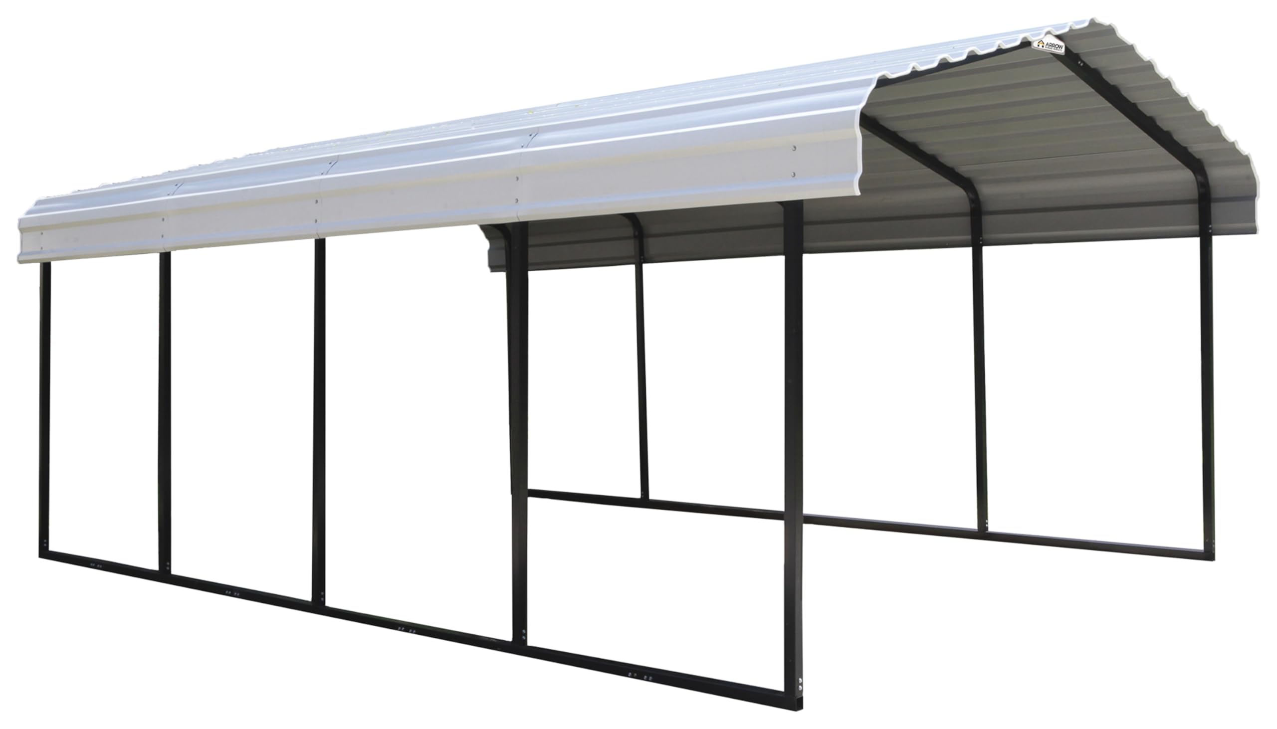 Arrow 12x20x7 Carport with Galvanized Steel Roof Panels