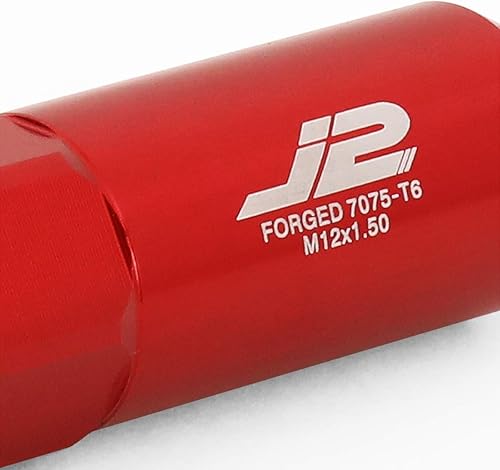 Miniatura 3 de J2 Engineering 7075 Aluminio Rojo M12 x 1.5 20 piezas L 4.213 in Tuerca de llanta con adaptador de enchufe