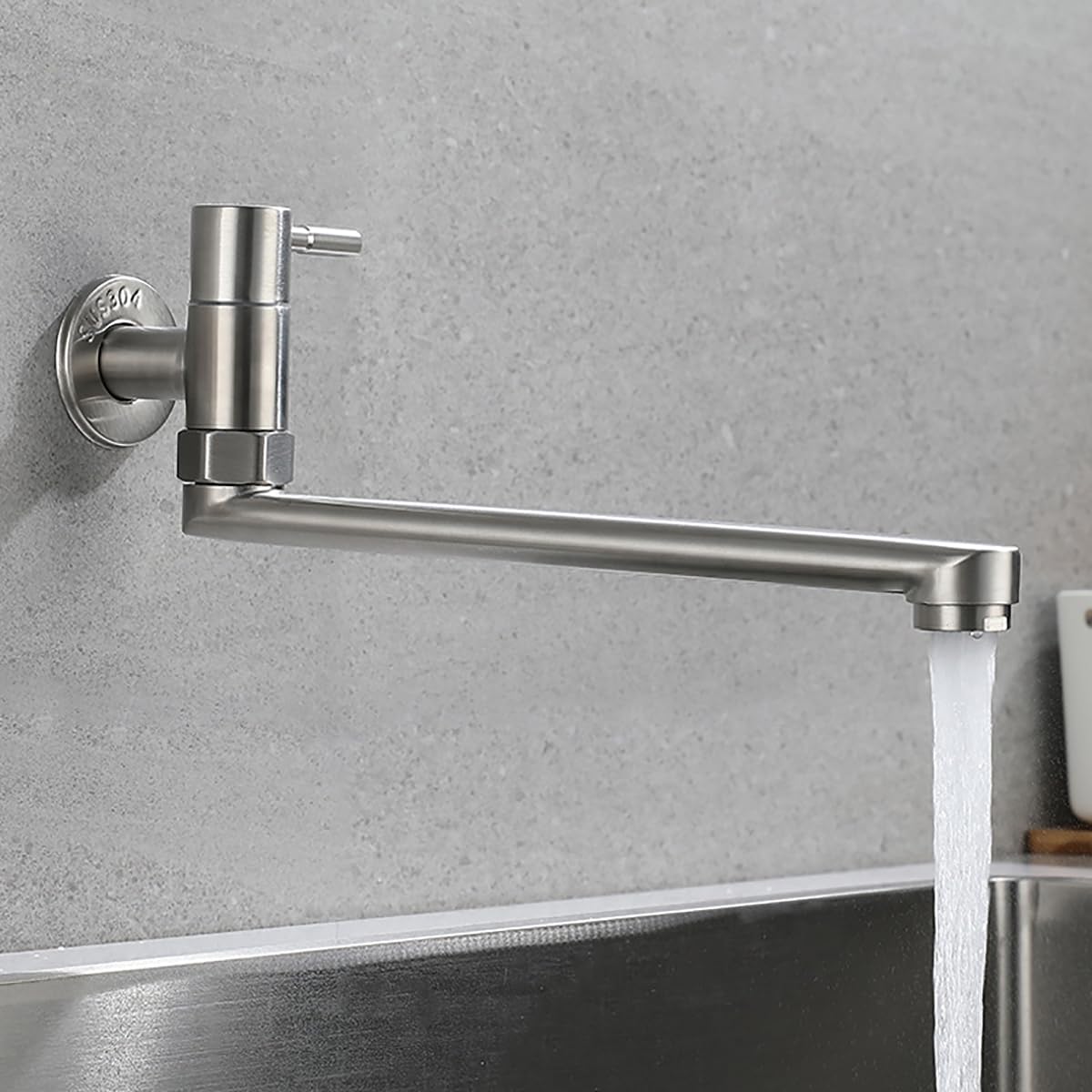 Moderna installazione a parete, rubinetto freddo girevole, in acciaio inossidabile, rubinetto da cucina, rubinetto per lavandino da bar