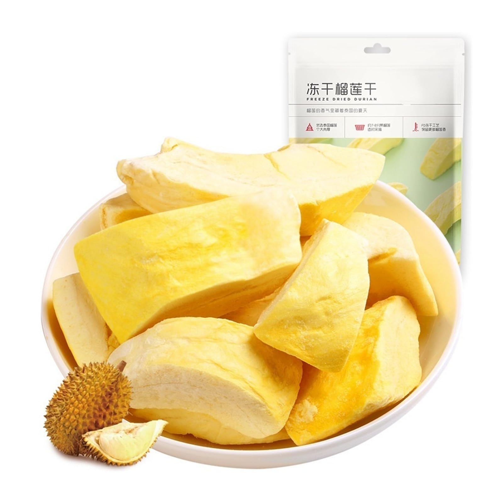 30 G De Chips De Durian Liofilizados, Trozos Gruesos De Fruta Fresca, Crujientes Y Aromáticos, Perfectos For Picar.(10bag)