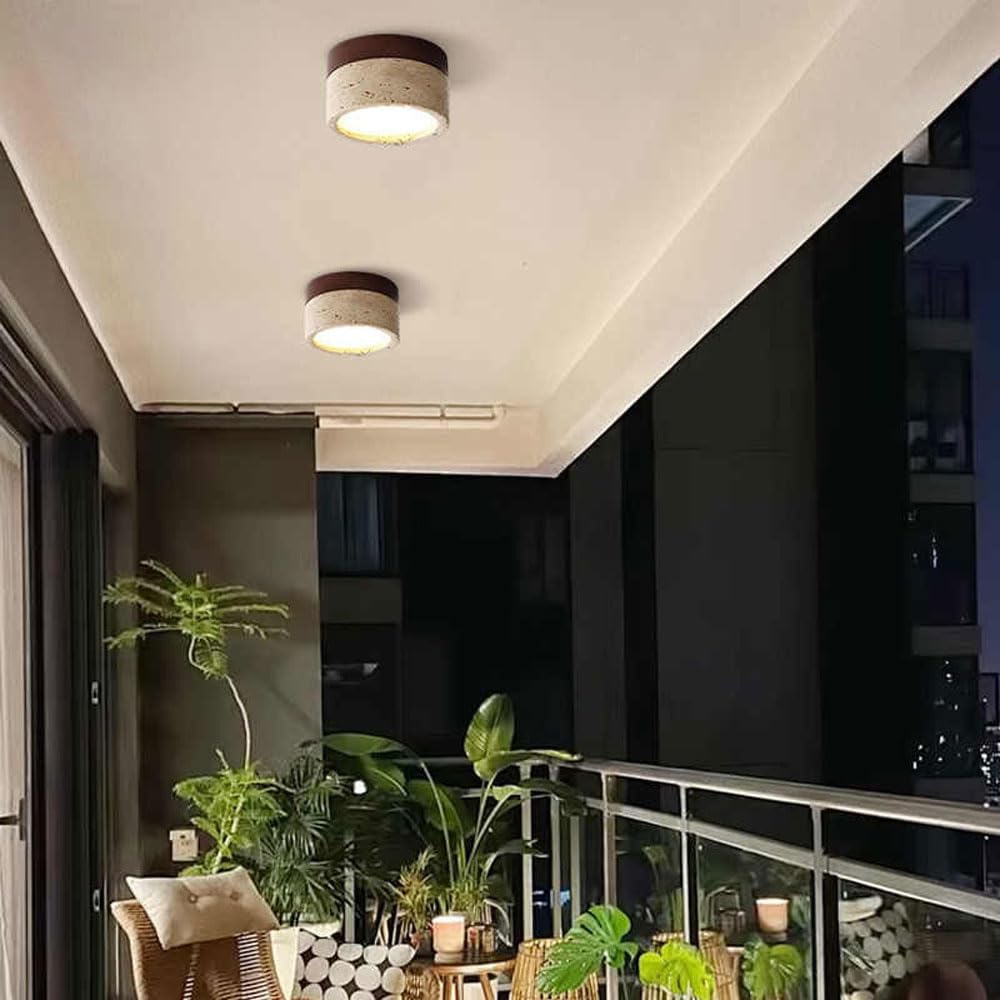 Lámpara de travertino para entradas y dormitorios, montaje empotrado de piedra natural moderna, Wabi Sabi