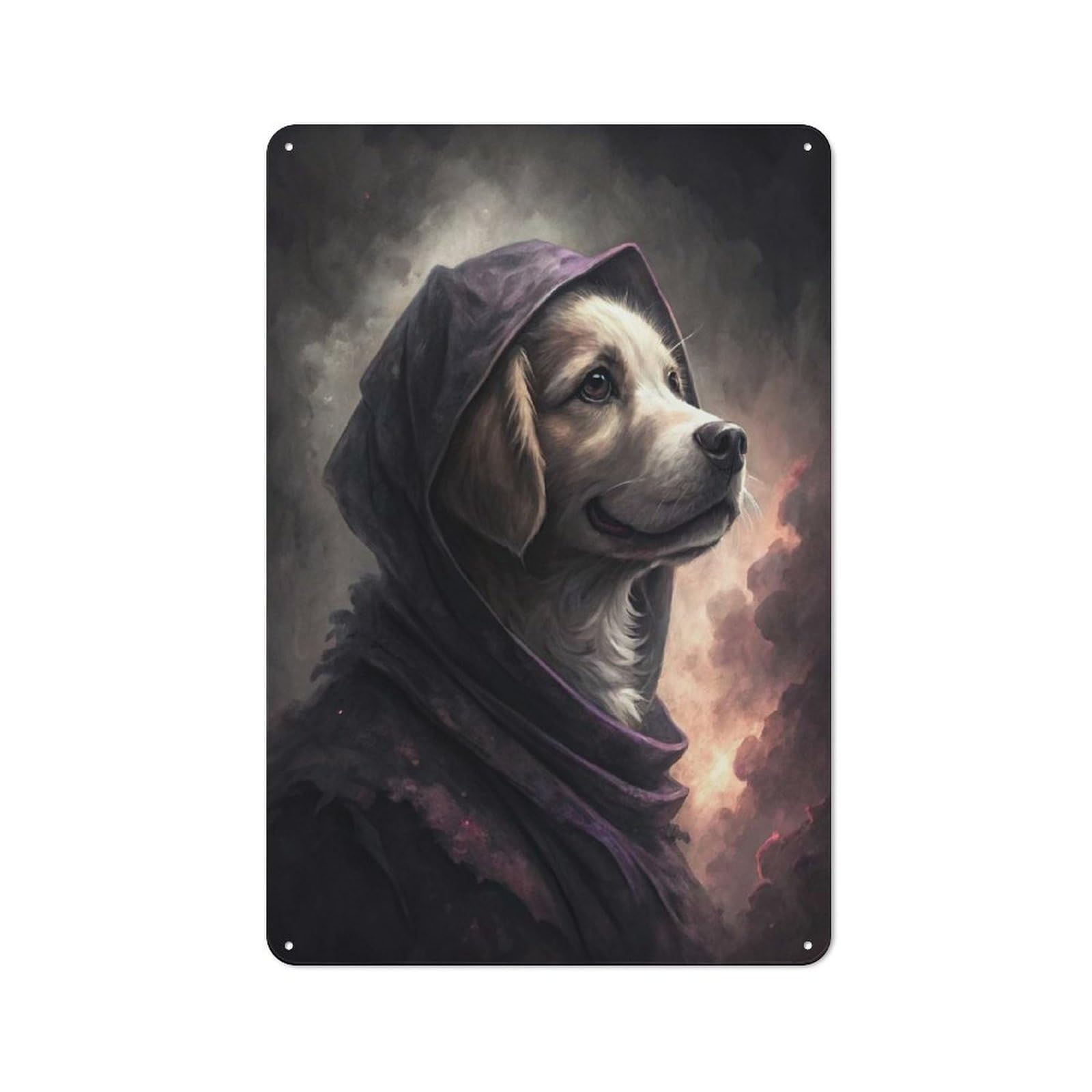 Junmoney Style Retro Dog In A Hooded Robe Vintage Metal Sign 30X20cm, Room Wall Plaque For Flat, Dorm Room, Lounge Or Cafe
