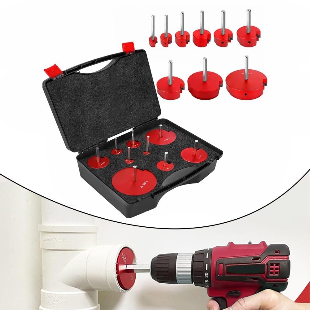 Kit de escariador de PVC 9 piezas, aluminio de 1/2-4 pulgadas para accesorios de PVC CPVC Retiro de tuberías y trabajos de fontanería