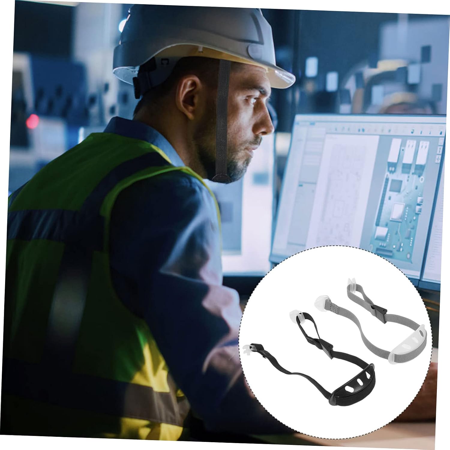 2pcs Adjustable Chin Strap for Hard Hat Safety Helmet Replacement -wear Type Design for Comfortable Fit for Construction Sites and Outdoor Use