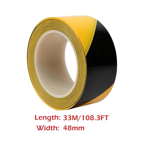 Miniatura 5 de Cinta adhesiva multiusos, cinta de advertencia negra y amarilla, resistente al desgaste, cinta de marcado de piso de taller de 2 pulgadas x 108 pies
