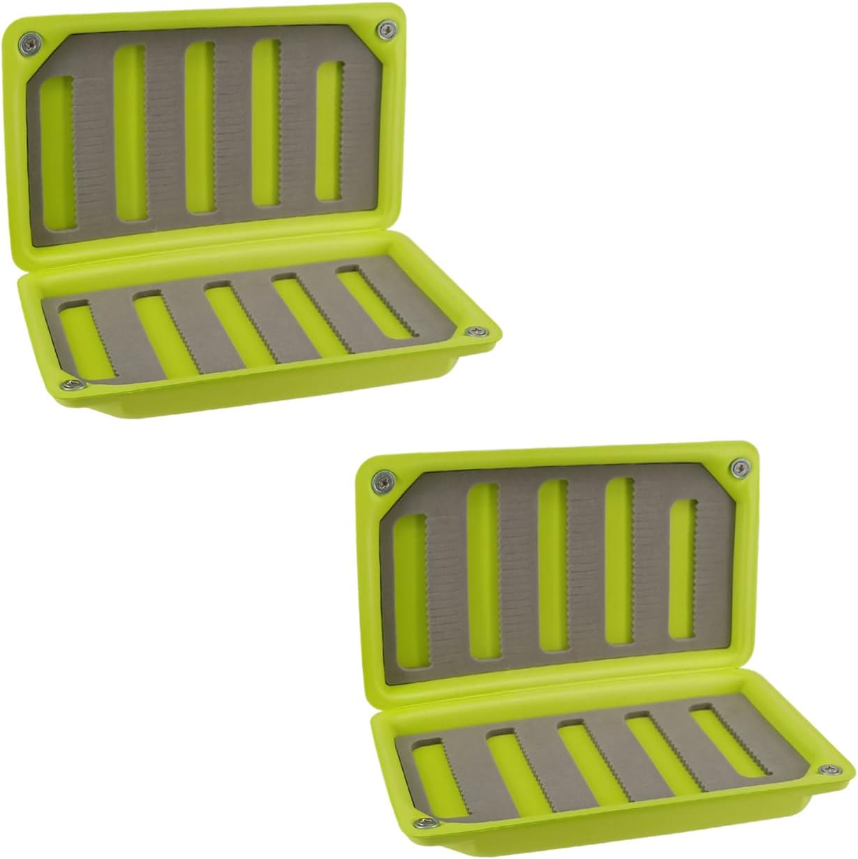 2 PC Fly Box Float Tackle Box Slit EVA Foam Fly Fishing Tackle Boxes Fishing Storage 6X3.48X1.2inch (2XGreen)