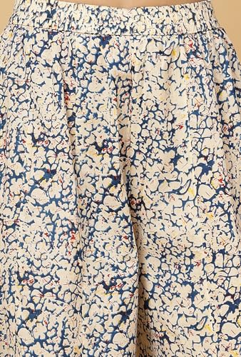 Image of Pistaa's Women's Regular Fit High Rise Pure Cotton Big Flair Printed Regular Palazzo