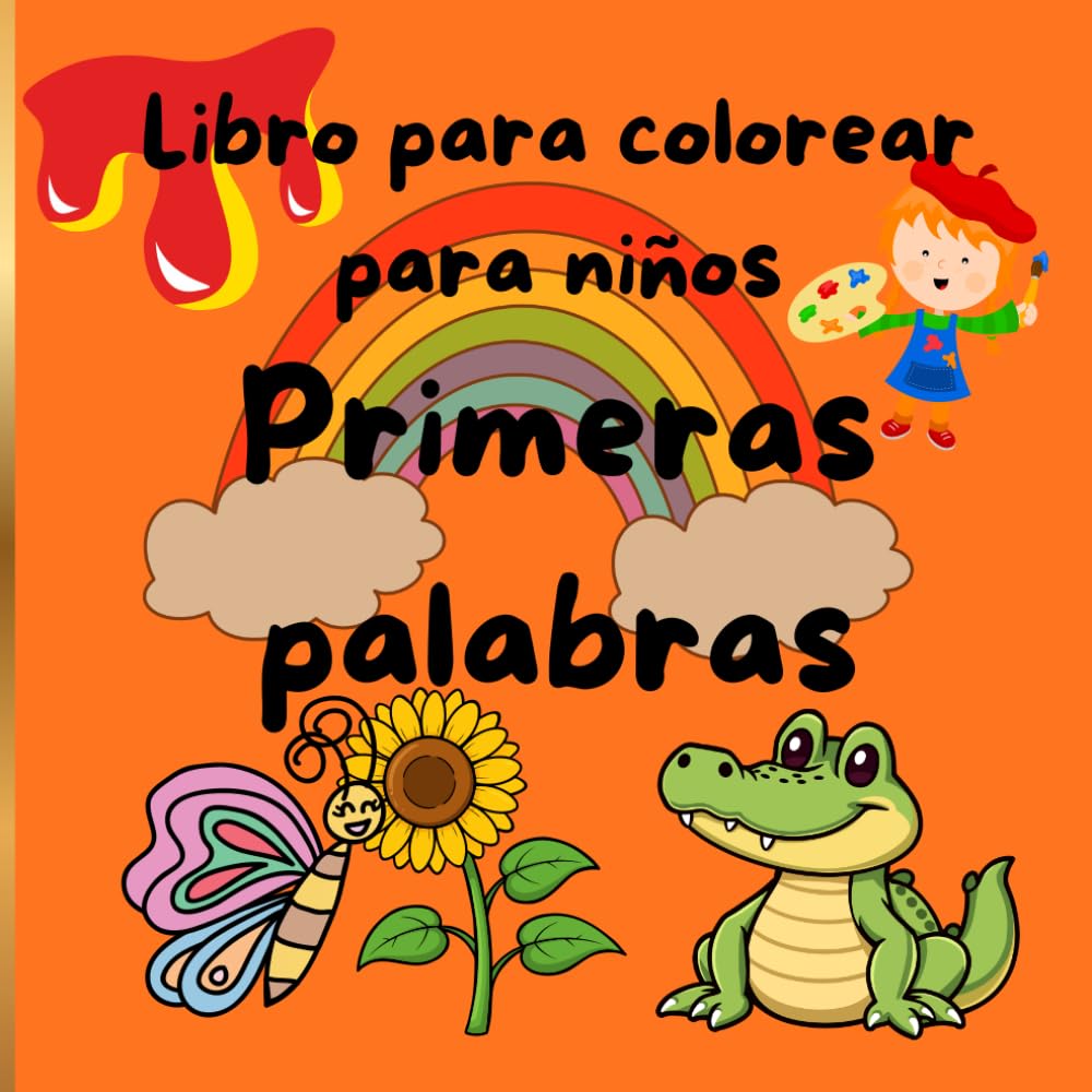 Libro para colorear para niños - Primeras Palabras: Páginas educativas para colorear de los elefantes para niños de 2 a 6 años