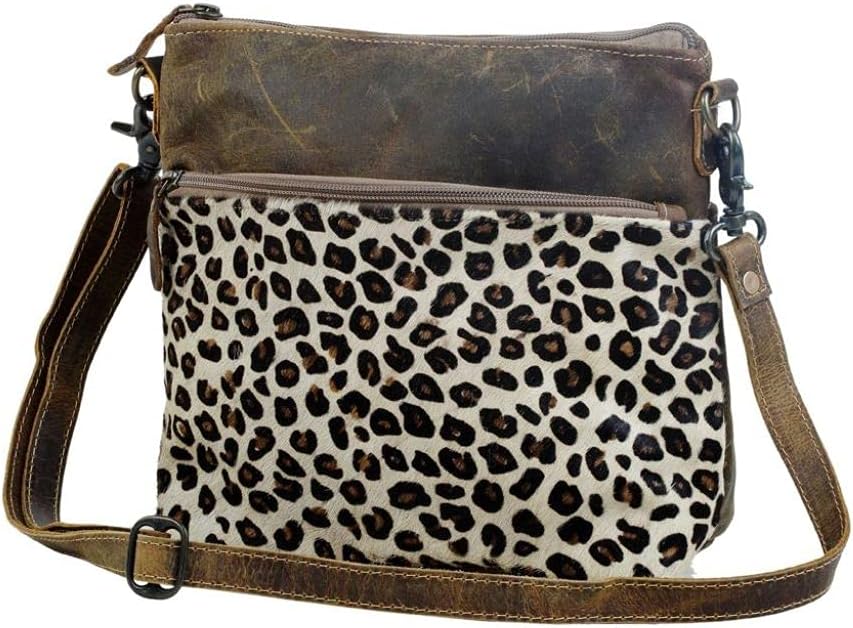 Myra Bag Hairon Leopard Print Bag for Women - Leopard Print Purses for Women with Real Cowhide, Hair On Animal Pattern Purse