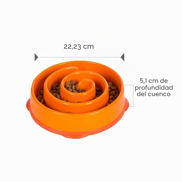 Foto 7 de 7 de Outward Hound Fun Feeder Slo-Bowl - Comedero con obstáculos para Perros - Naranja - Mediano/Mini