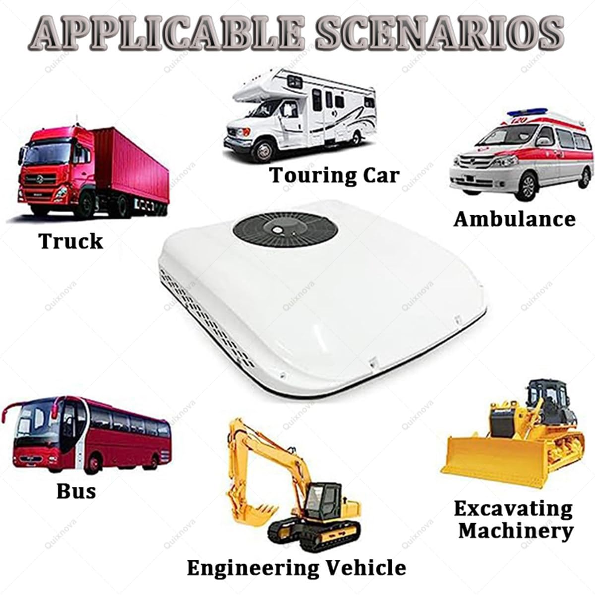 Aire Acondicionado de Techo de 12V/24V para refrigeración de vehículos recreativos, Aire Acondicionado de estacionamiento Ultra silencioso para Camiones, caravanas, Casas rodantes 12V