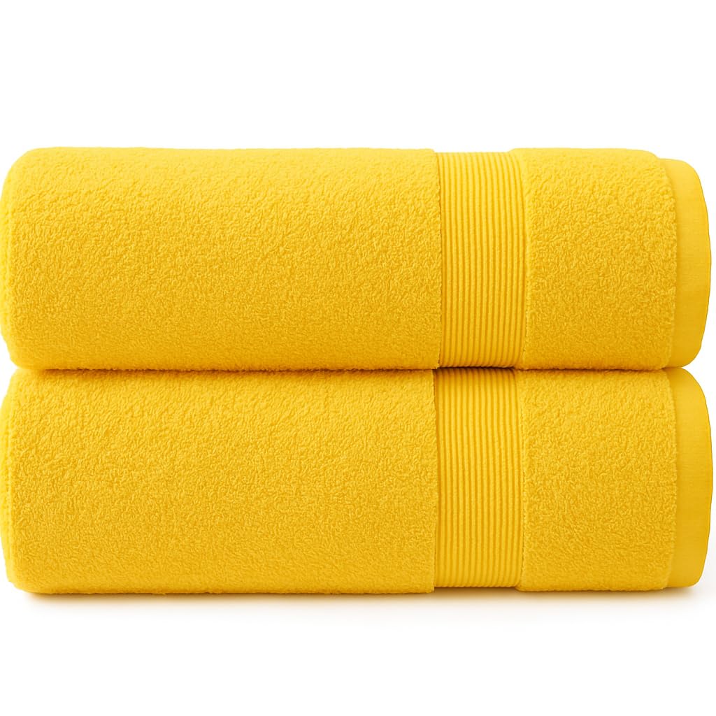 Diamond Tex Extra Large Jumbo Bath Sheet Set of 2 Hanging Loop - Cotton Ring Spun 600 GSM Quick Dry Towel - Super absorbent Large Bathroom Sheets (100 x 200 cm)