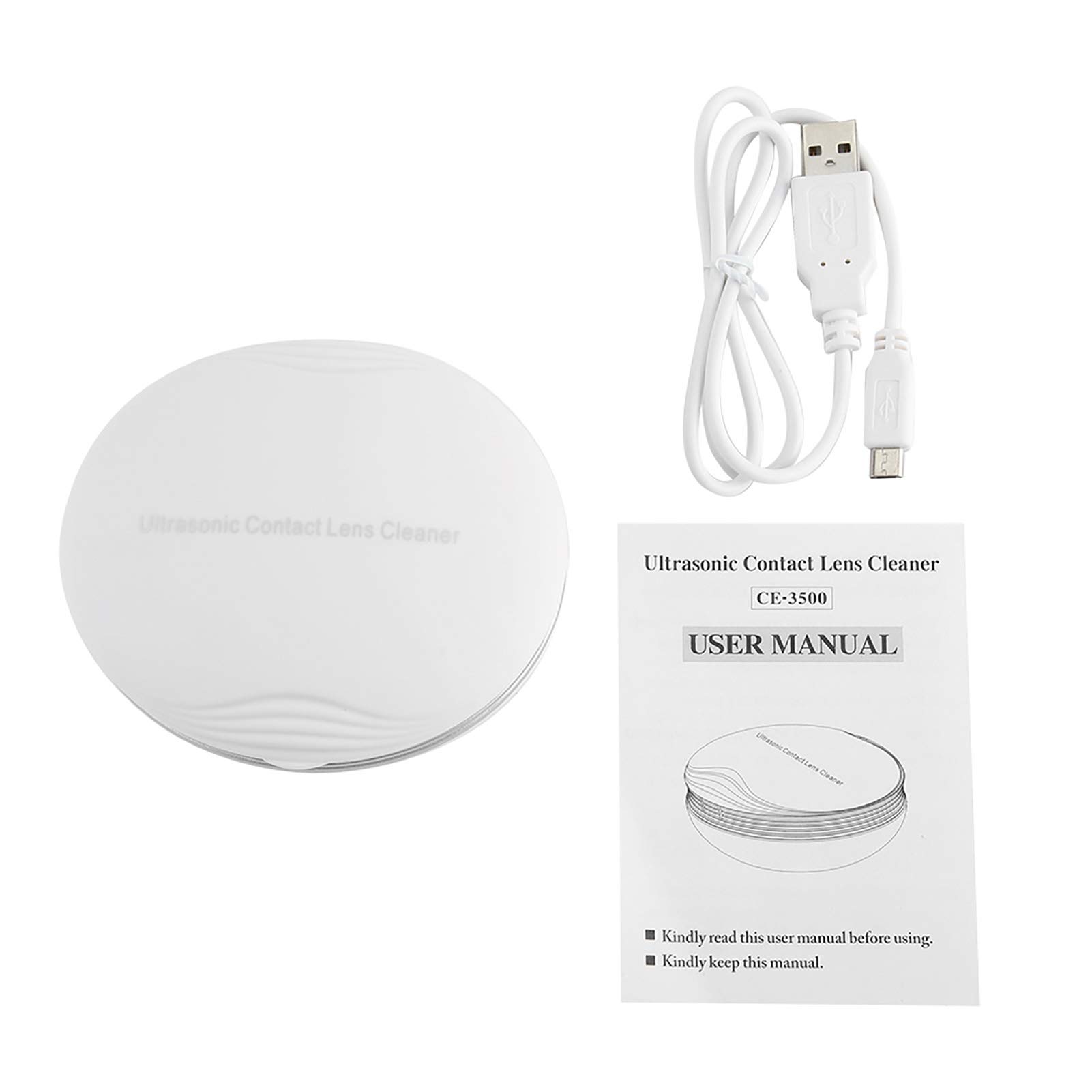 Pilipane Detergente Automatico per Lenti a Contatto Ad Ultrasuoni con USB,Detergente per Lenti a Contatto, Custodia per La Pulizia delle Proteine dell'occhio(Bianco)