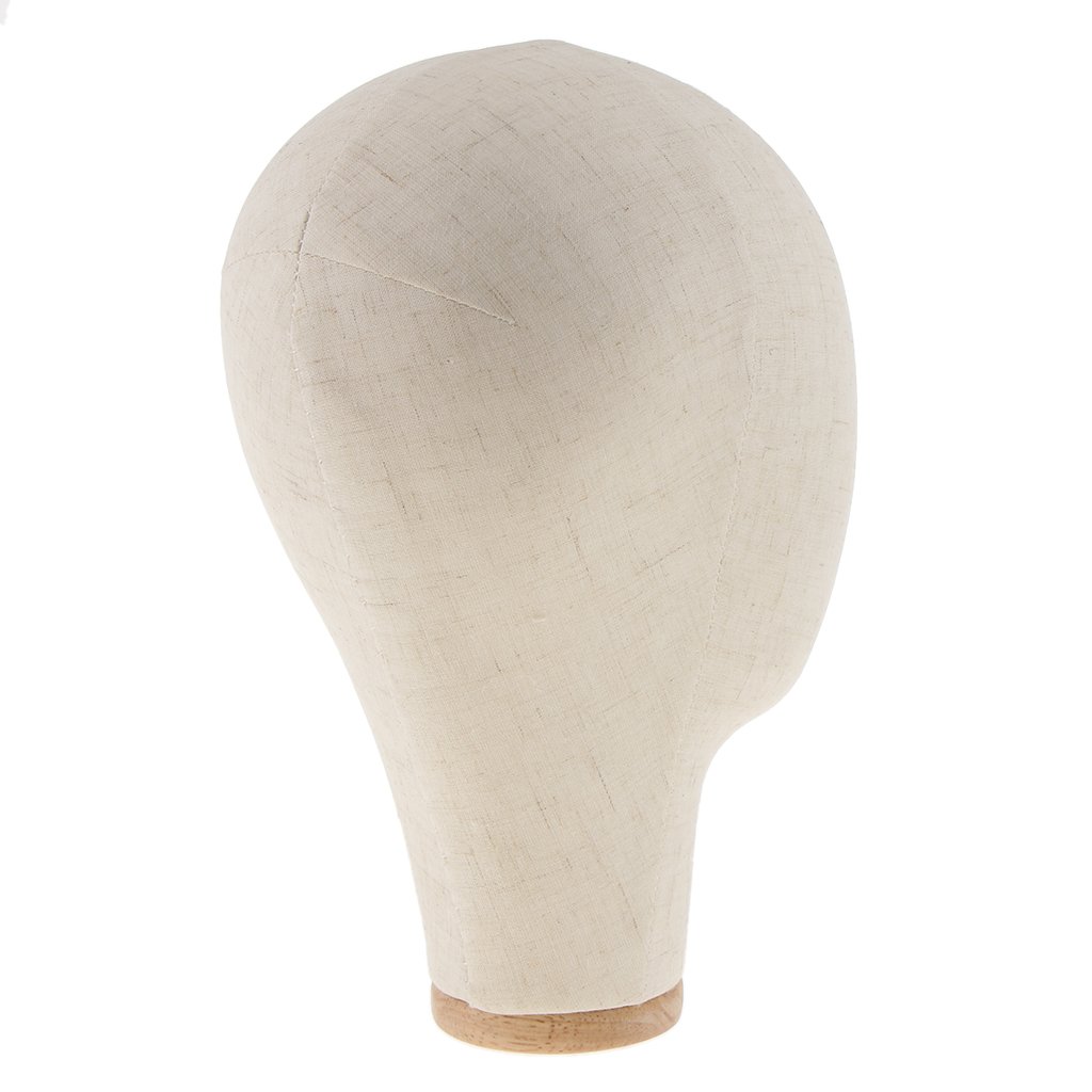 Espositore per Cappelli Da 21 Pollici con Testa di Manichino in Tela Professionale per Parrucca Nero/Beige - Beige