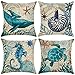 Polyester Throw Pillow Case,Mediterranean Style Decorative Square Cushion Cover (Cover Only,No Insert) (18x18 inch/ 45x45cm,6 Pack Sea Theme 1)