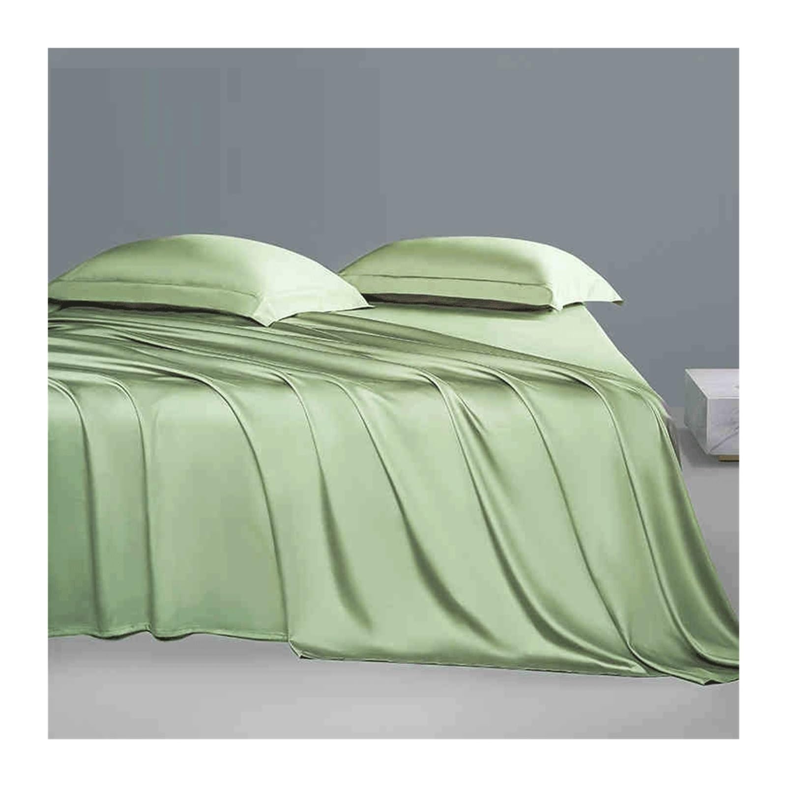 Bettlaken ohne Gummizug Betttuch 180x240cm 245x250cm 245x270cm Bettlaken Haustuch Laken weich 100S Langstapelige Baumwolle(Green,180x240cm)