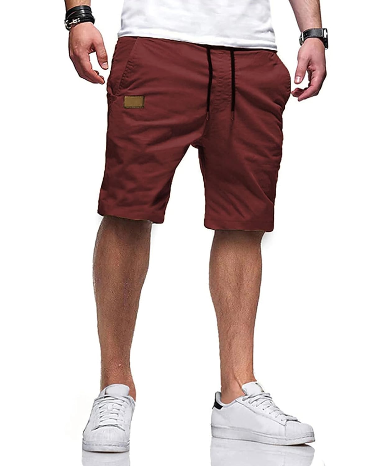 Shorts masculinos casuais de ajuste clássico, para treino atlético, golfe, shorts cargo de algodão para homens, shorts de praia de verão com 4 bolsos
