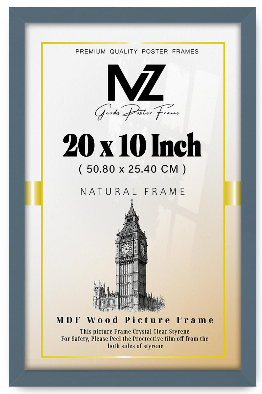 MZ GOODS | MDF Wood Poster Frame (50.80 x 25.40 CM) 20X10 Inch for Wall Décor, Art & Home Interiors, MDF Build with Portrait & Landscape Hanging Hooks [ Dark Grey ] — image 1
