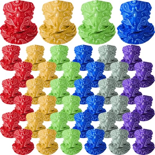 Cozypower 36 Pcs Paisley Bandanas Seamless Neck Gaiter Face Mask Headwear Sports Balaclava for Men Women Outdoor(Fresh Color)