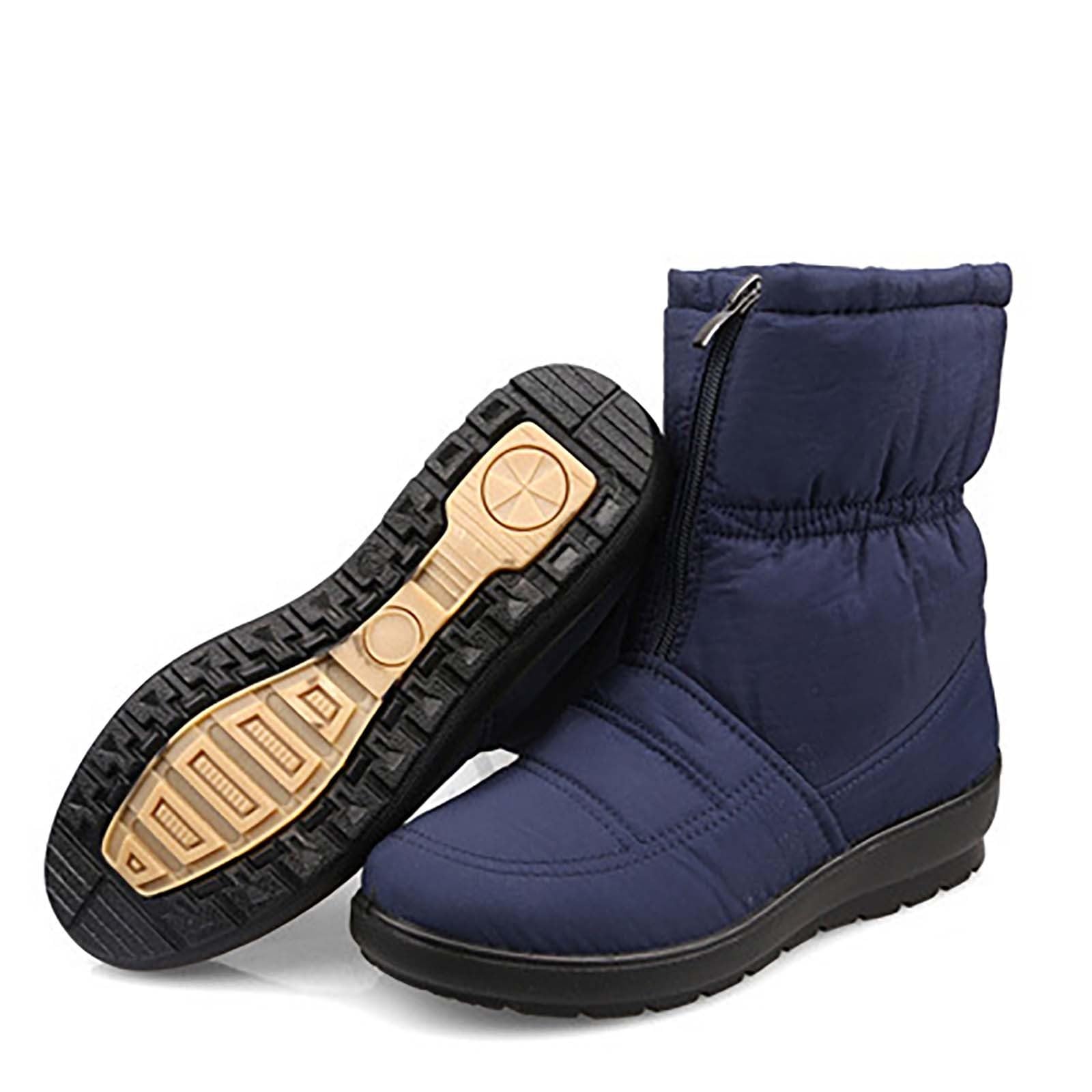 Bottines pour femme avec fermeture éclair - Bottes plates confortables et antidérapantes - Bottes orthopédiques légères à enfiler - Chaussures de jardin - Bottes de motard - Bottes de pluie - Bottes