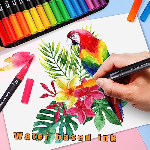Image of Corslet 36 Colors Dual Tip Colored Brush Pens Art Marker Set Fine Point Calligraphy Markers for Artists Pen Set Journal Pens for Adult Coloring Books Alchol Markers Set (Set of 36)