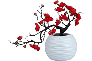 Artificial Plum Blossom Flower with Red Accent Decor for Home Living Room...