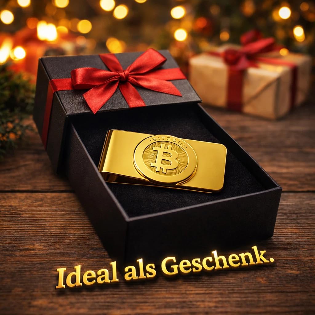 Bitcoin klips na banknoty ze szlachetnej stali szlachetnie pozłacany. Wygląda elegancko i szlachetnie dla mężczyzn ze stylem i klasą | klips na pieniądze | Money Clip | klips do pieniędzy |