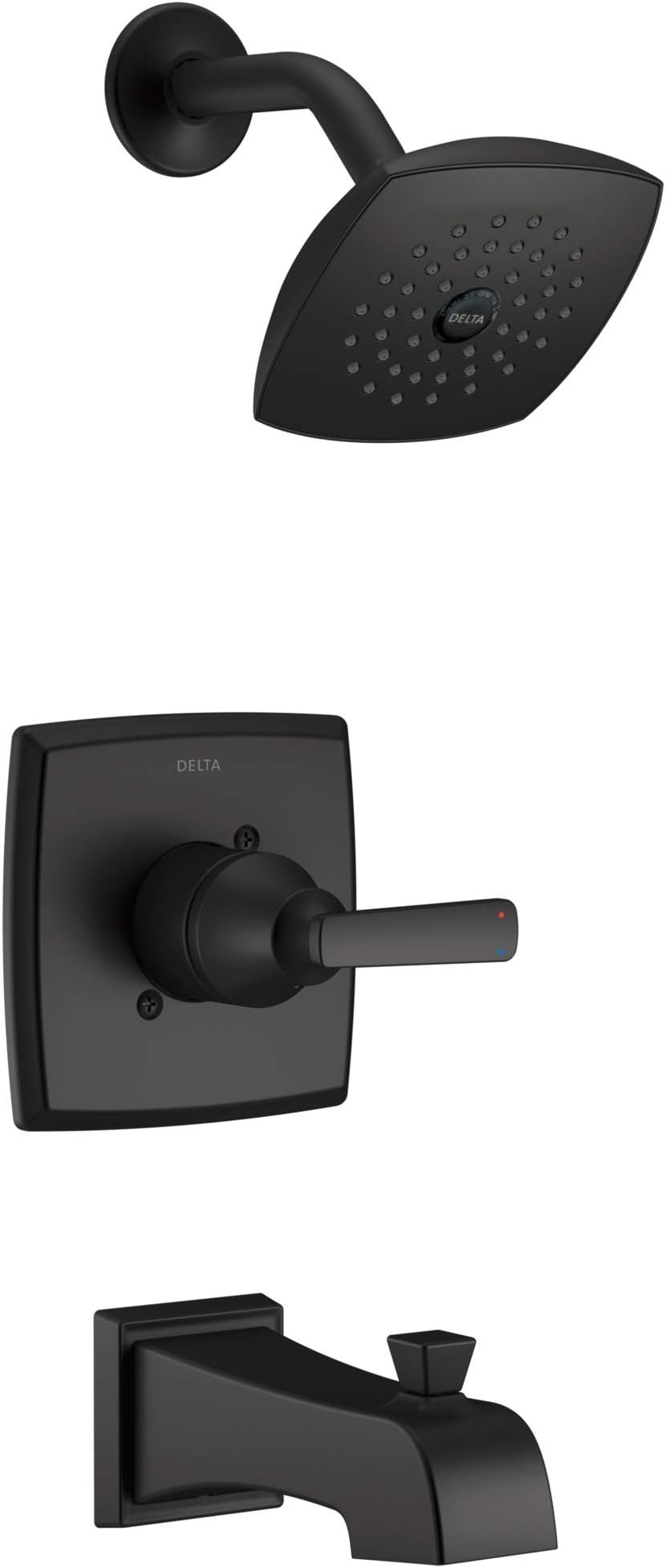 Delta Ashlyn 14 Series Bathtub and Shower Faucet Set, Matte Black Shower Head and Handle Set, Valve Trim Kit, Matte Black T14464-BL (Valve Not Included)