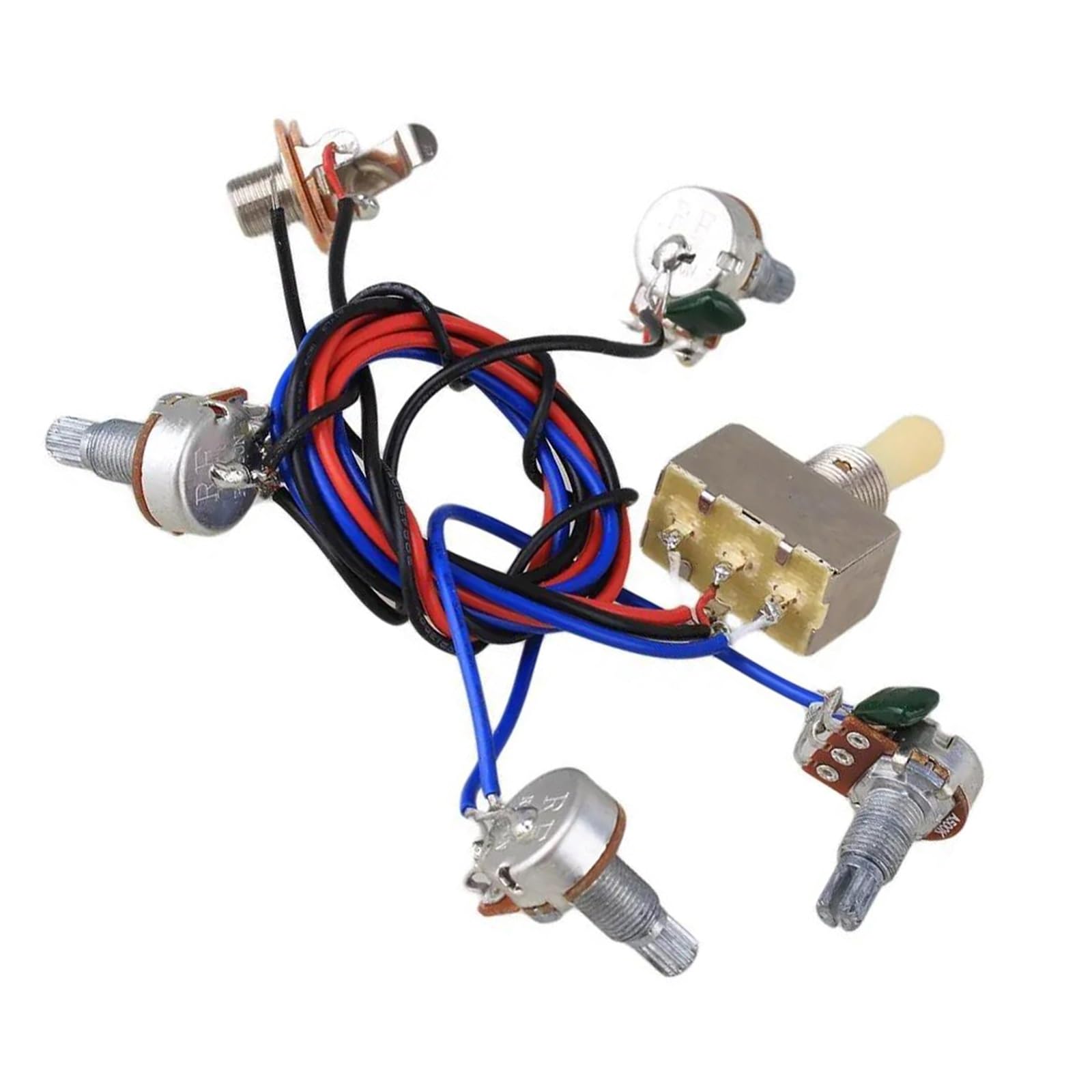 Kit Arnés Precableado Arnés precableado con 2 potenciómetros de volumen y tono interruptores de palanca de 3 vías 1v1t 500k para pastillas dobles de guitarra LP(2T2V)