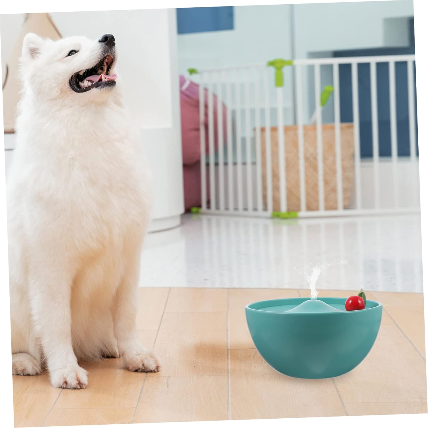 VICASKY USB Ceramic Cat Water Fountain Pet Drinking Bowl Capacity Automatic Water Dispenser Compact Creative Cherry Design for Cats and Small Pets