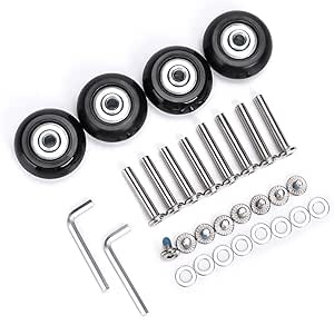 OwnMy 40mm x 18mm Luggage Suitcase Replacement Wheels, Rubber Swivel Caster Wheels Bearings Repair Kits, A Set of 4