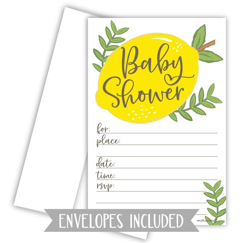 Lemon Baby Shower Invitations (20 Count) with Envelopes