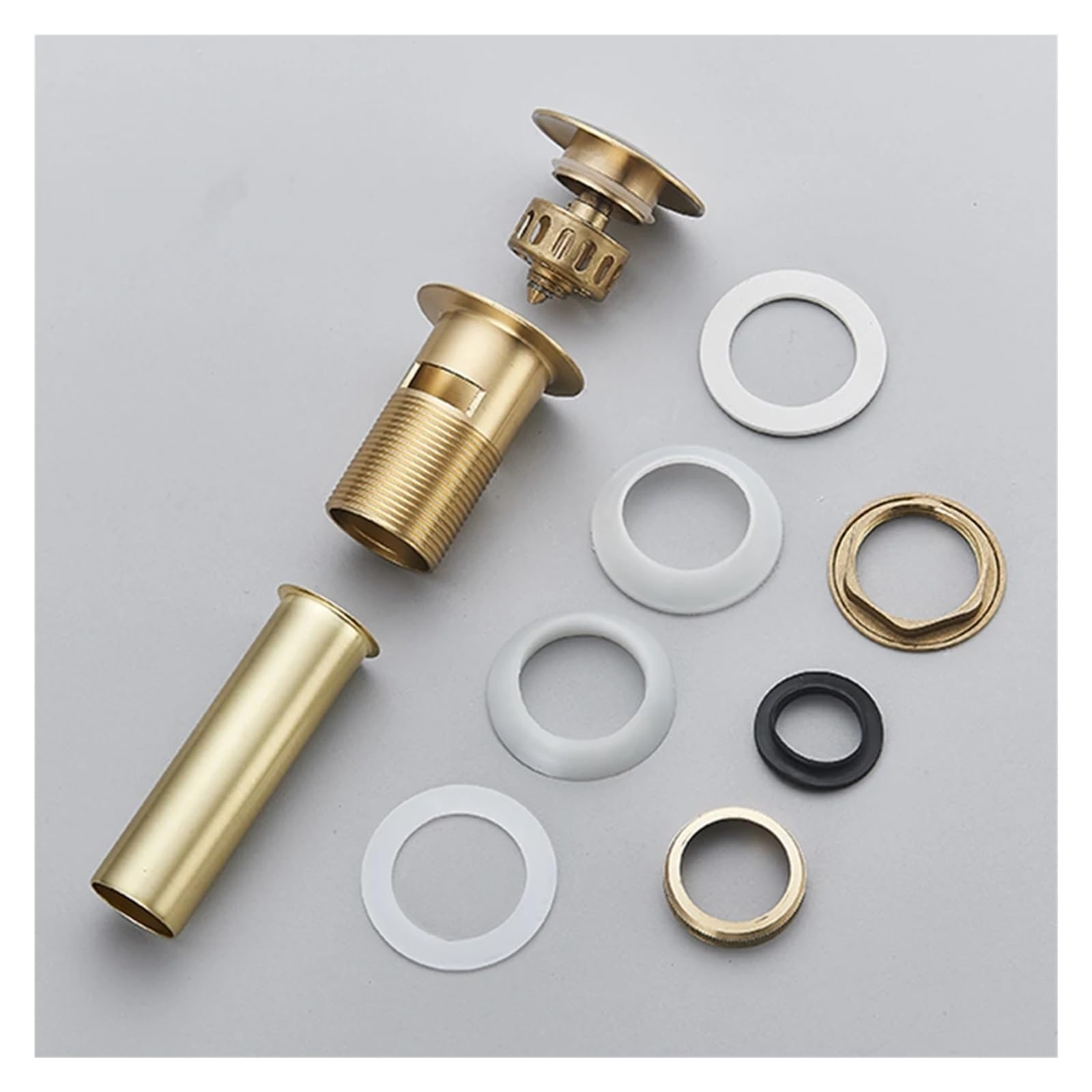 Tappo Lavandino Bagno Lavandino in ottone for bagno Scarico pop-up Lavabo L'acqua lascia il lavandino Tappo di scarico Scolapiatti Filtro rimbalzo for lavabo in oro nero Adatto per Cucina e Bagno(Colo