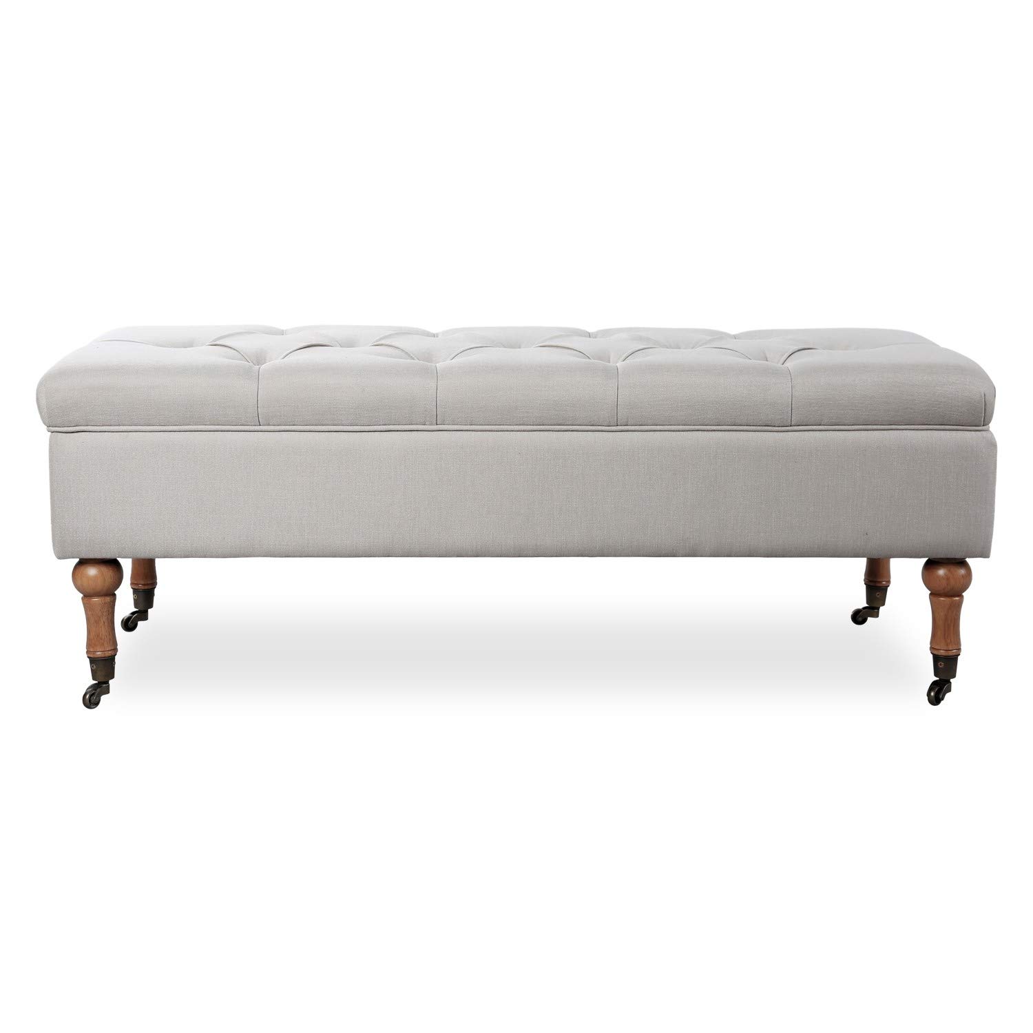 INTENSE DECO Banquette Coffre capitonnée Philippine Tissu Beige