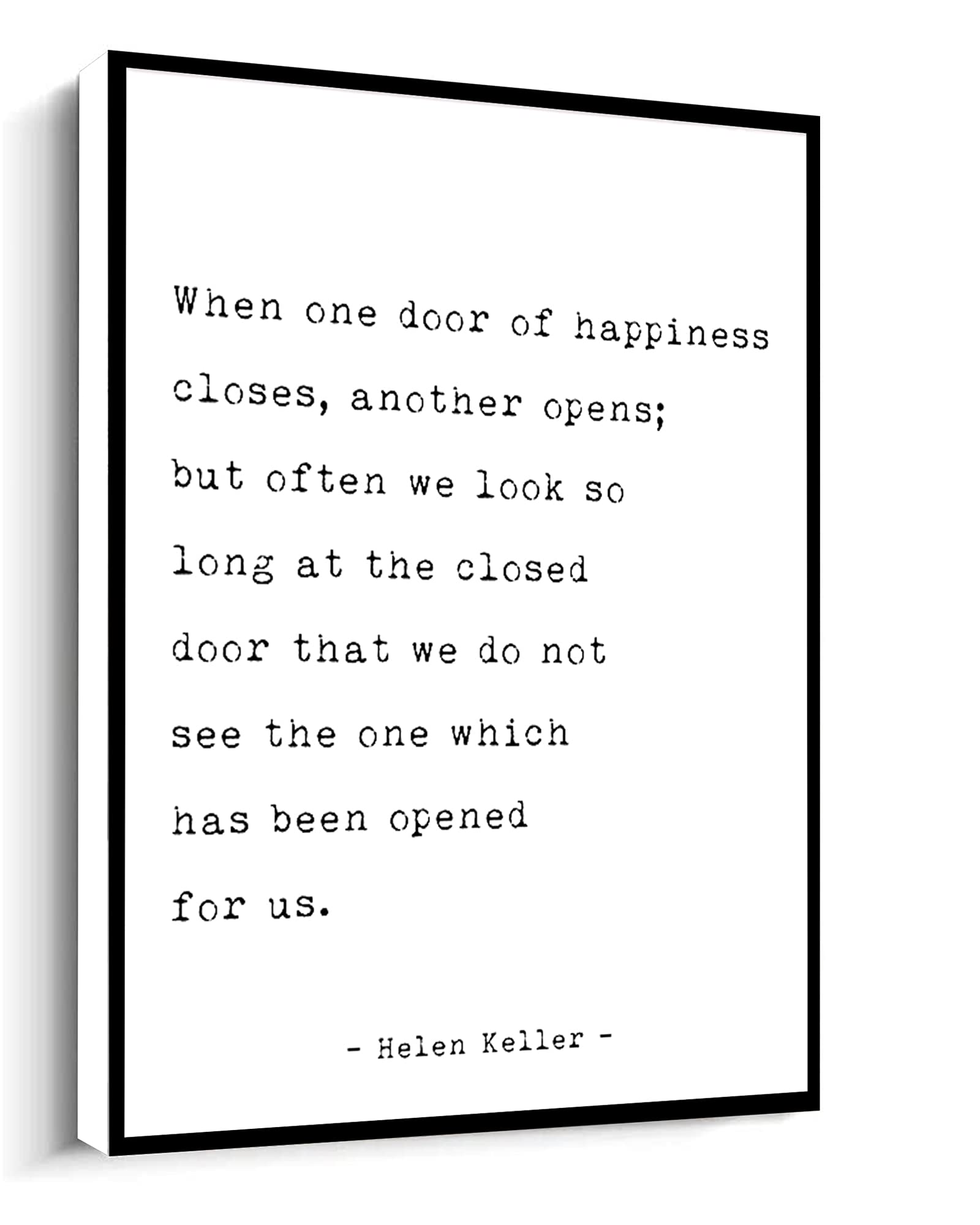 Helen Keller Quote,When One Door Of Happiness Closes,Another Opens,Helen Keller Book Print Canvas wall art For living room bedroom office home