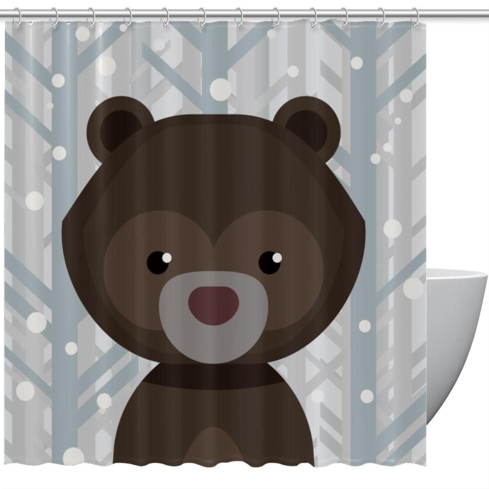 Rideau de douche ours aquarelle pour créer une ambiance chalet en forêt