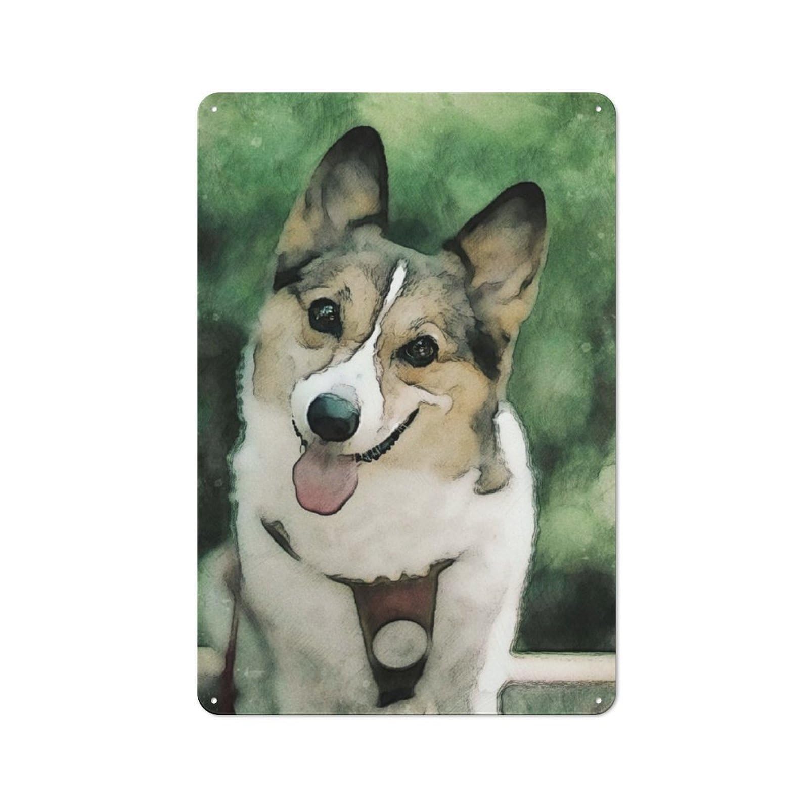 Junmoney Smiling Dog Metal Wall Sign 30X20cm Featuring For Living Room Wall, For Decorating Living Rooms And Feature Walls