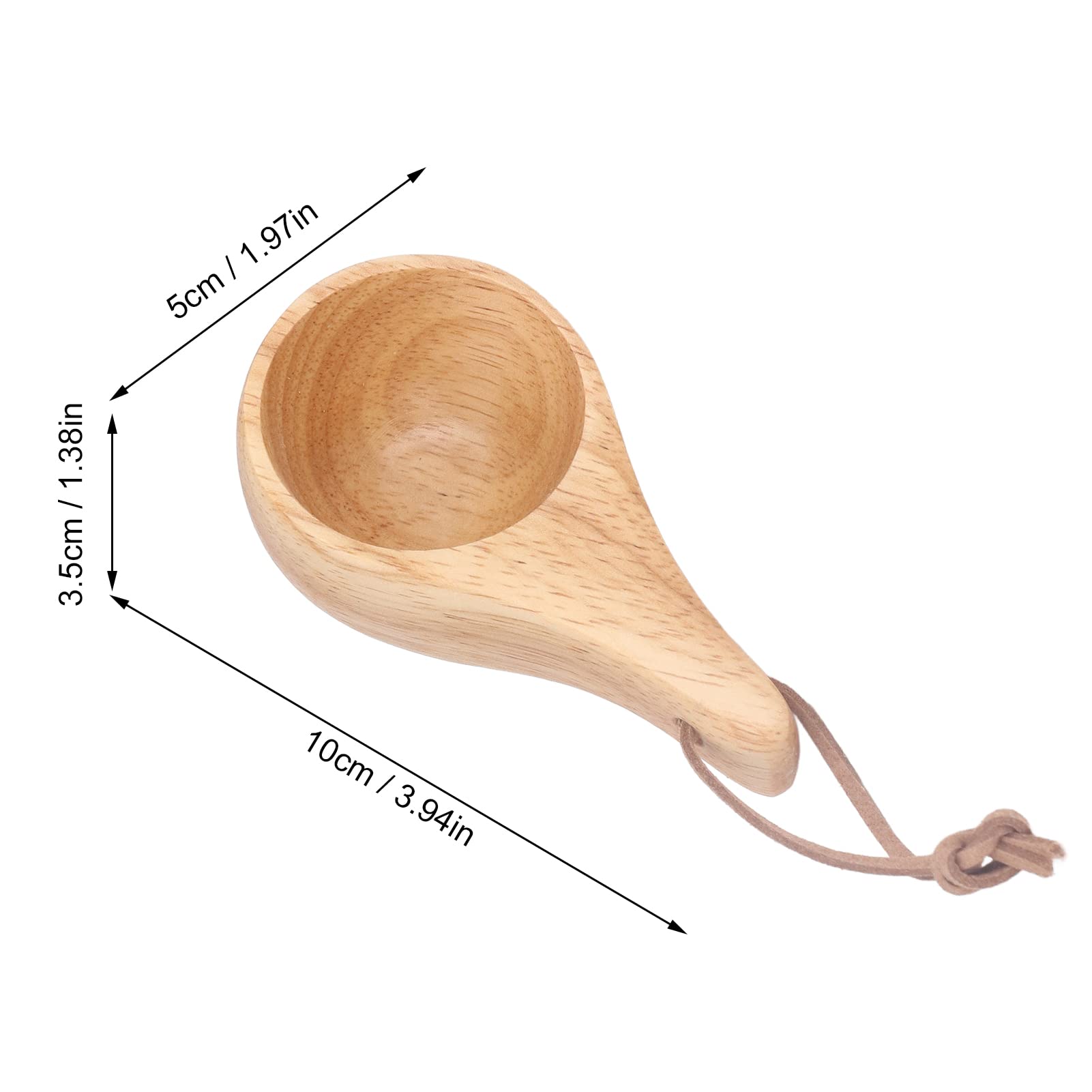 Kuksa draagbare draagbare houten mokken, 50 ml rubberhouten waterbekers, met lederen koord, handgemaakte middeleeuwse laplandbeker, voor rugzaktochten, kamperen, wandelen, survival, familiereizen