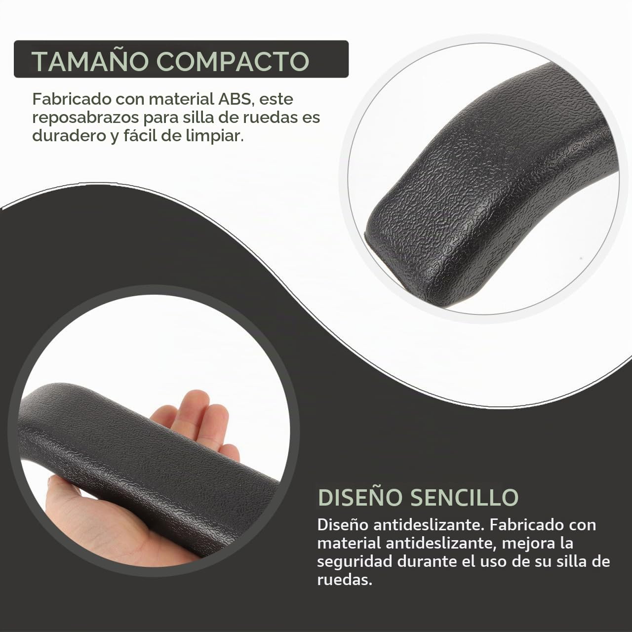 OSALADI Almohadillas Para Reposabrazos De Silla De Ruedas 10.23X1.77X0.78 Pulgadas Antideslizantes Repuestos Compatibles Con La Mayoría De Sillas De Movilidad Para Uso Diario
