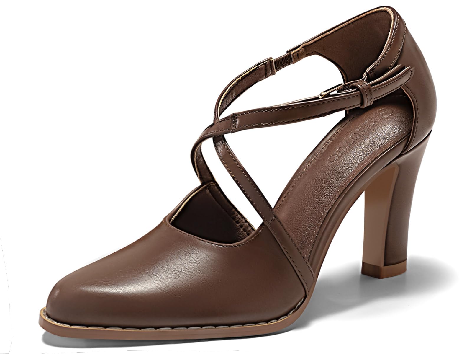 Coutgo Women's Pointed Toe Chunky High Heel Pumps