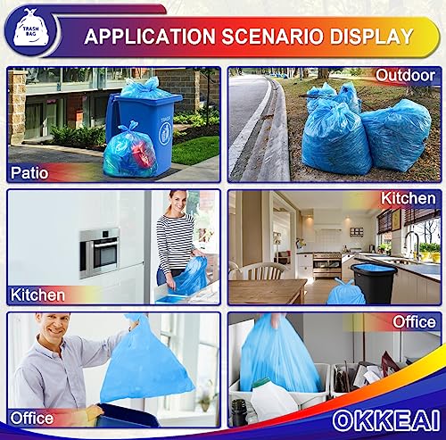 Okkeai 8 Gallon Kitchen Trash Bags Blue Garbage Bags Strong 30L Trash Can Bags Medium Wastebasket Bin Liners For Home Office, Lawn,Bathroom,60 Count (Fits 7-10 Gallon Bins) #TOP5