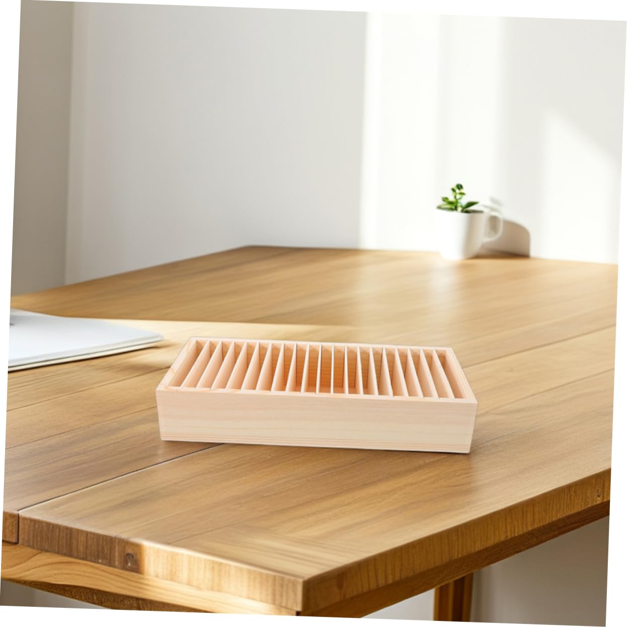 Veemoon Organiseur De Cartes En Bois Multi-compartiments 2 Pièces, Boîte Détachable Pour Rangement Bureau, Porte-cartes De Visite Et Accessoires Personnels