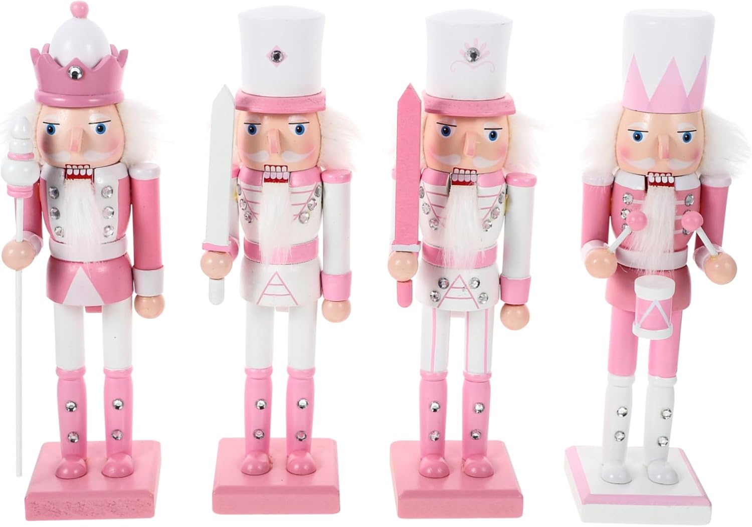 BESTOYARD 4pcs Christmas Nutcracker Christmas Outdoor Decorations Table Top Firepit Outdoor Table Decor Wood Nutcracker Ornament Christmas Nutcracker Figurines Drummer Nutcracker Set Winter