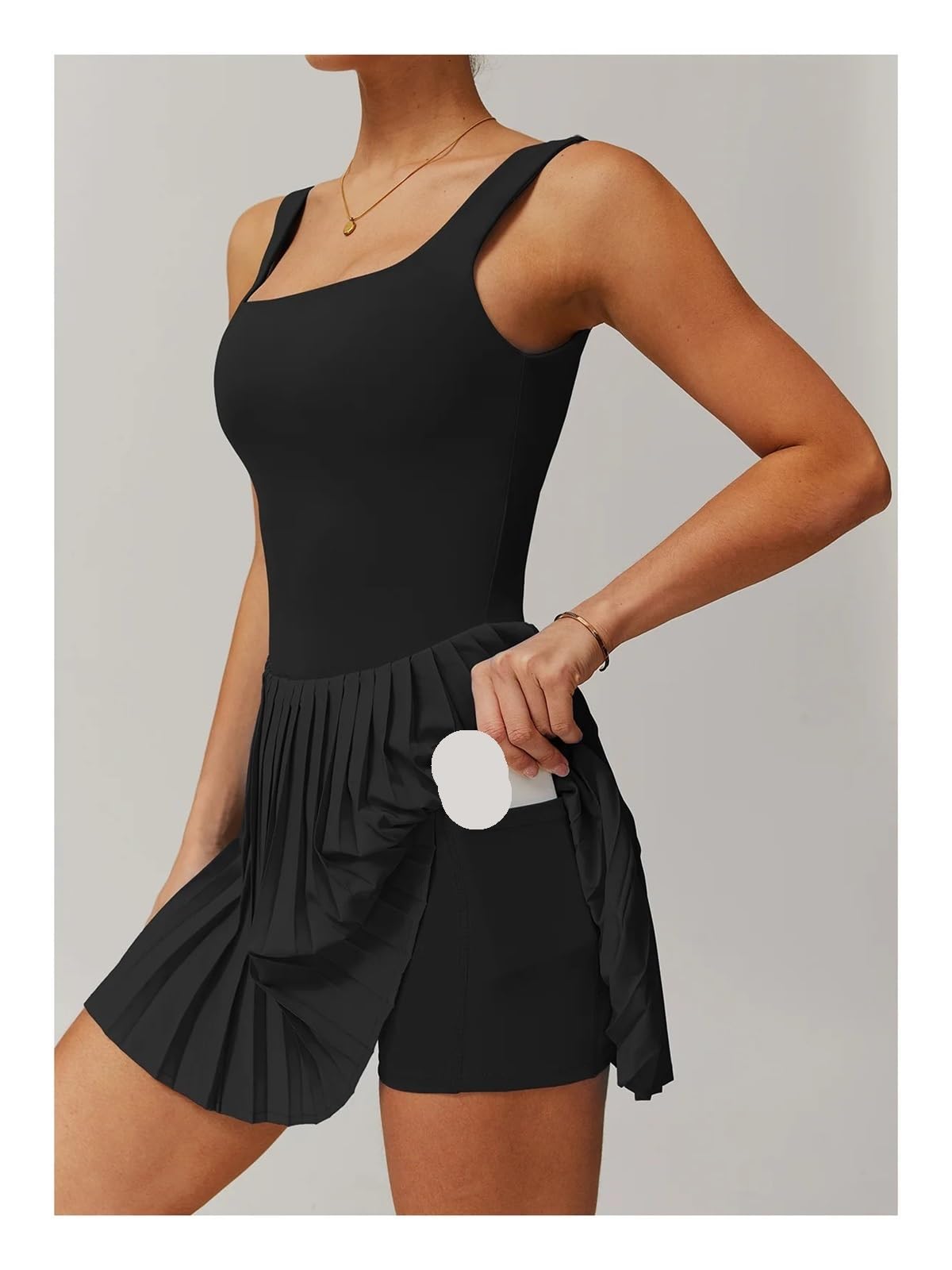 Mono de Yoga for Mujer, Falda de Tenis, Parte Inferior antideslumbrante, Traje Deportivo for Correr y Fitness con Bolsillo