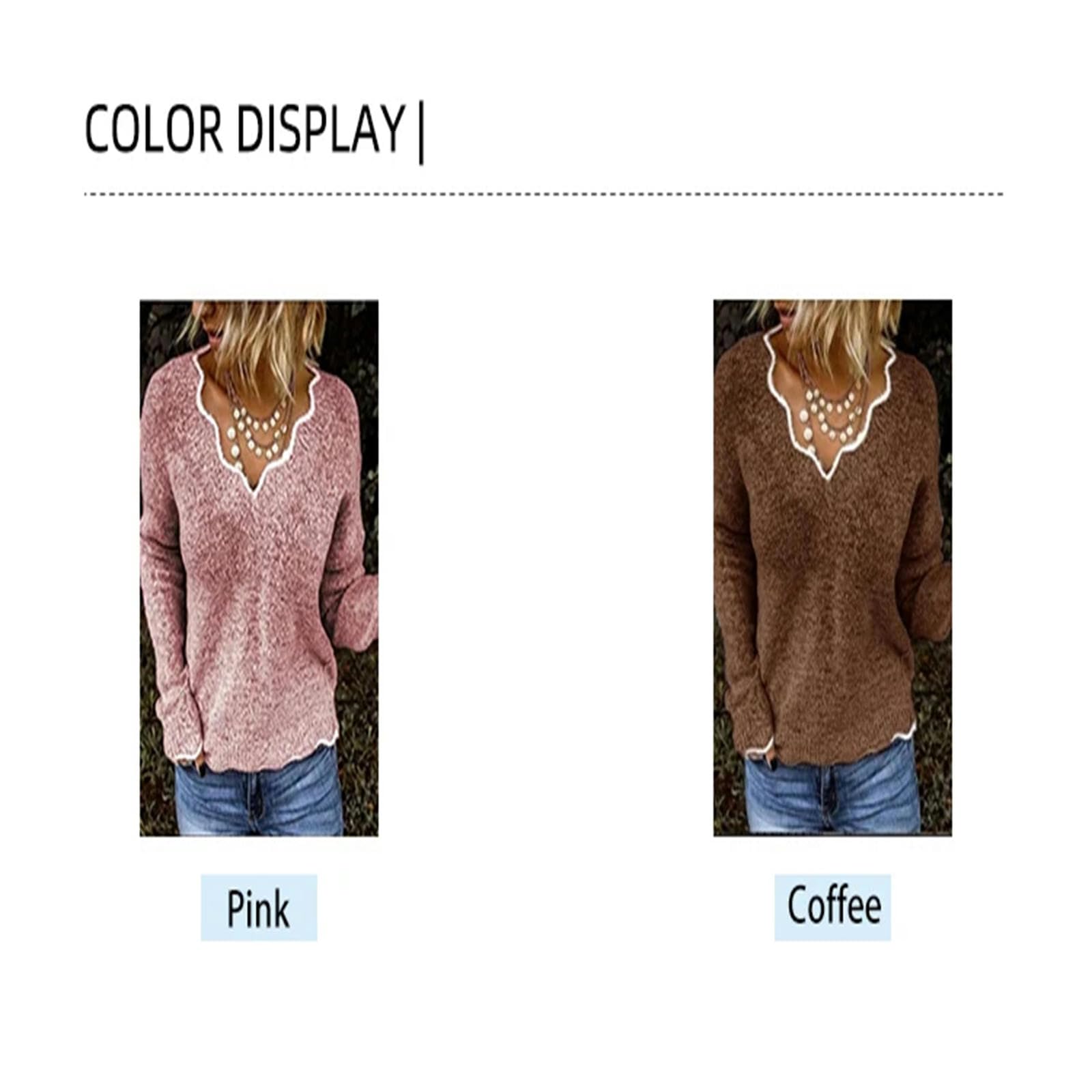 Sweter damski sweter sweter z dekoltem w serek z długim rękawem na co dzień luźny wygodny sweter sweter-różowy-XL