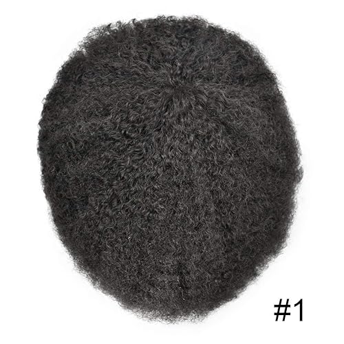 Miniatura 2 de Unidades de cabello para hombres negros, Afro Toupee para hombres negros, pieza de cabello humano de repuesto afroamericano afro rizado para