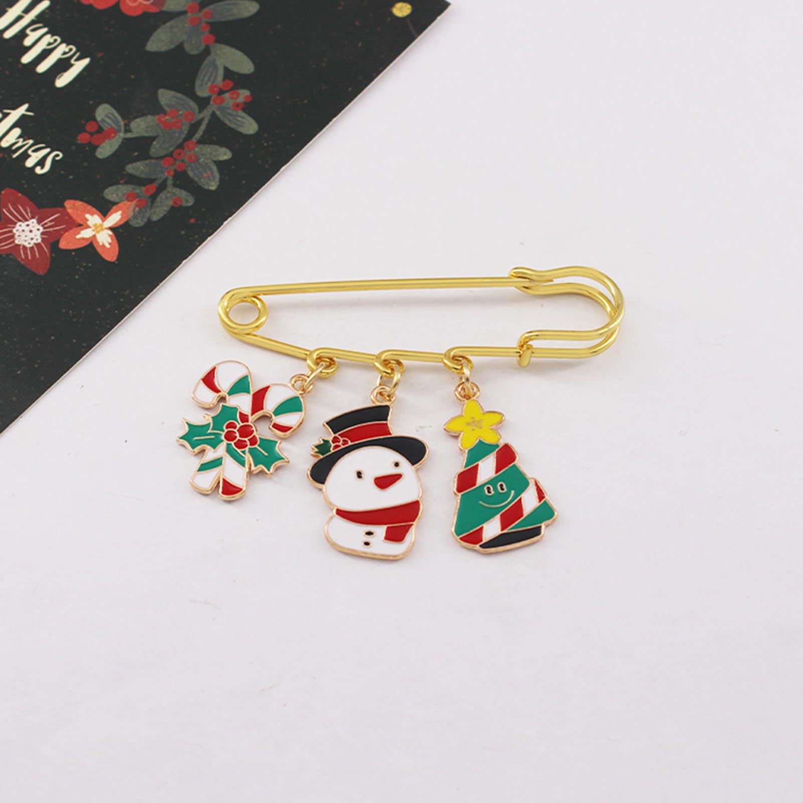 Broche De Noël Couple Bonhomme De Neige - Céramique, Couleurs De Noël, Neuf Avec étiquettes