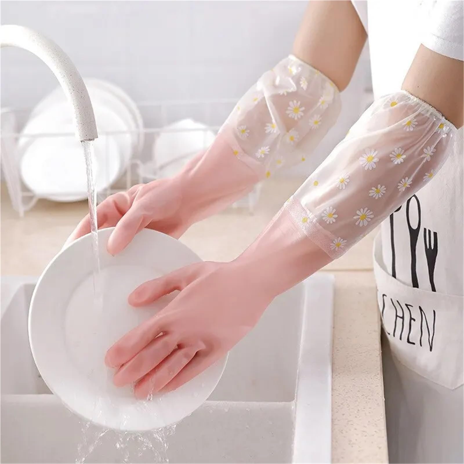 Guanti impermeabili for pulizia lavori domestici, 3 pezzi, for la della cucina, in lattice, for casa, for lavare i piatti, for bucato, guanti in gomma resistenti all'usura Per Lavori In Casa(Yellow)