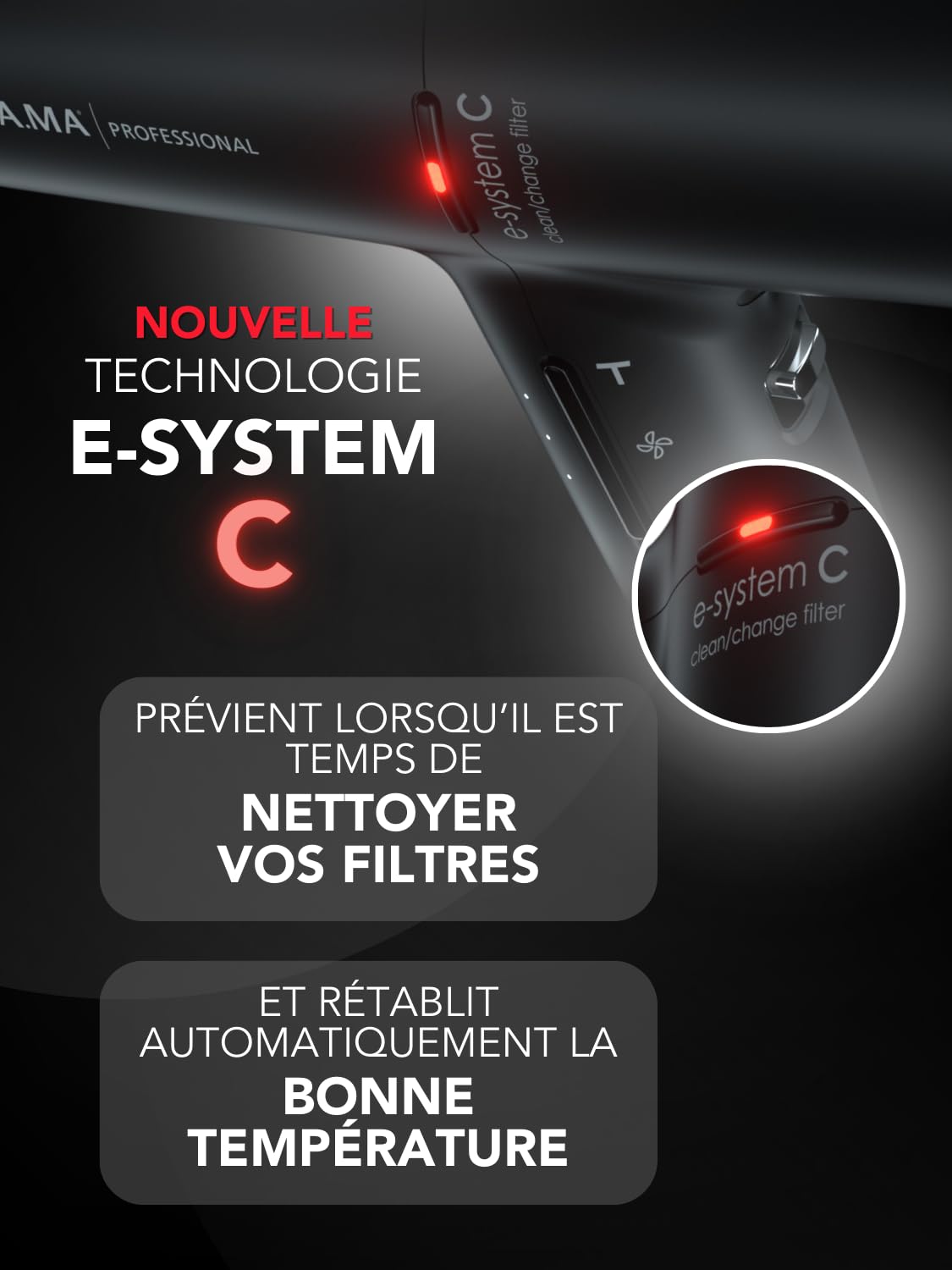 GA.MA Italy Professional, iQ3 Perfect, sèche-cheveux ultraléger avec moteur sans balais de 110 000 tr/min, technologie Stand-by et fonction Turbo, puissance 1600 W, noir