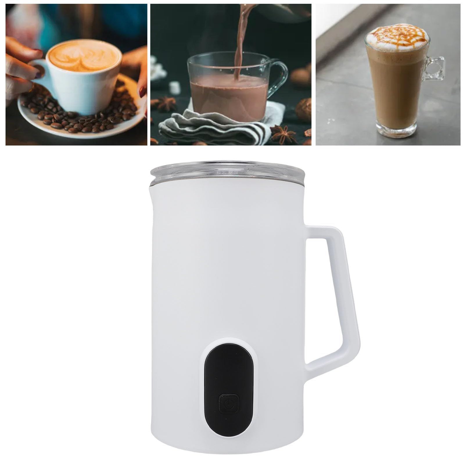TARSHYRY Elektryczny Spieniacz do Mleka i Parowiec Automatyczny Ekspres do Spieniania Mleka do Kawy Latte Cappuccino Gorąca Czekolada Biała (wtyczka UE 220V)